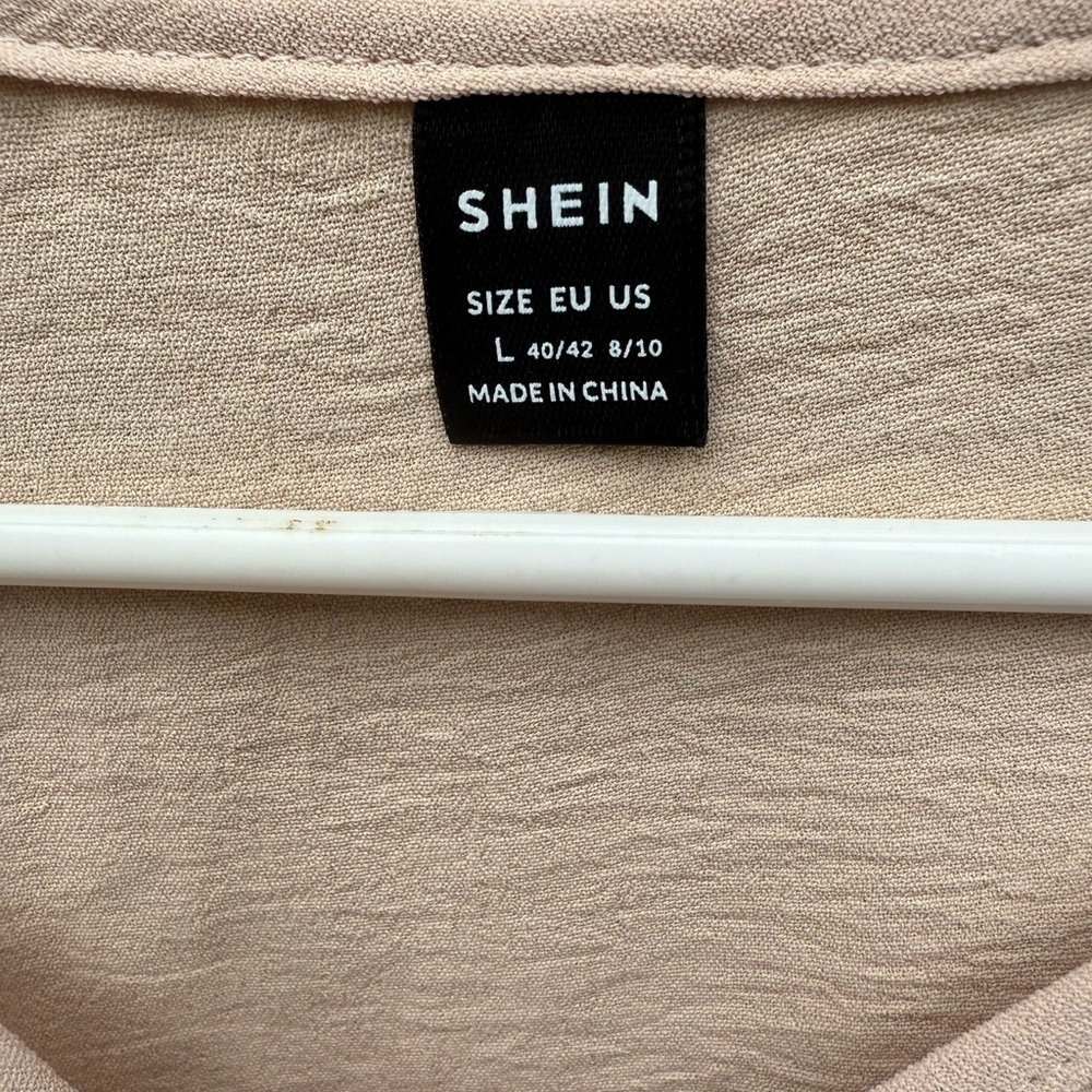 SHEIN Beige Smocked Hem Tank Top, Size Large - Picture 2 of 3